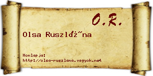 Olsa Ruszlána névjegykártya